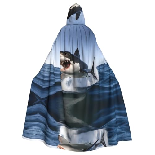 YYHWHJDE Great White Shark Prints Halloween Adult Hooded Cloak for Parties and Costumes YYHWHJDE Great White Shark Prints Halloween Adult Hooded Cloak for Parties and Costumes von YYHWHJDE