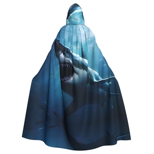 YYHWHJDE Great White Shark Prints Halloween Adult Hooded Cloak for Parties and Costumes von YYHWHJDE