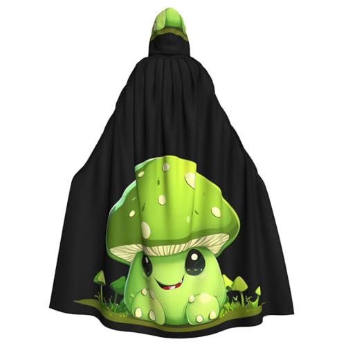 YYHWHJDE Grüner Pilz-Monster-Muster, Halloween-Umhang mit Kapuze, für Erwachsene, für Rollenspiele, Bühnenkostüme, Partys, pflegeleicht von YYHWHJDE