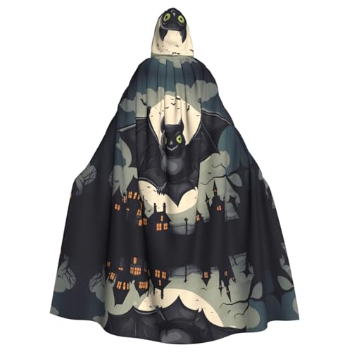 YYHWHJDE Halloween-Fledermaus-Muster, Halloween-Umhang mit Kapuze für Erwachsene, Party, Kostüm, Cosplay, Bühne, Maskerade, Thema, Tanz, Comic Con von YYHWHJDE
