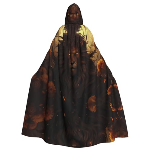 YYHWHJDE Halloween Kapuzenumhang mit Löwe in Blumenmotiv für Rollenspiele, Kostüme und Themenpartys von YYHWHJDE