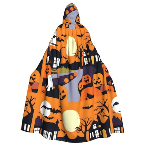 YYHWHJDE Halloween-Kürbis-Muster, Halloween-Umhang mit Kapuze für Erwachsene, super großer Kapuzenumhang ohne Reißverschluss von YYHWHJDE