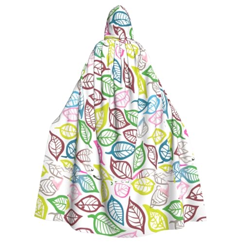 YYHWHJDE Halloween-Umhang mit Blattlinienmuster, mit Kapuze, ohne Reißverschluss, bequem für Kostümpartys von YYHWHJDE