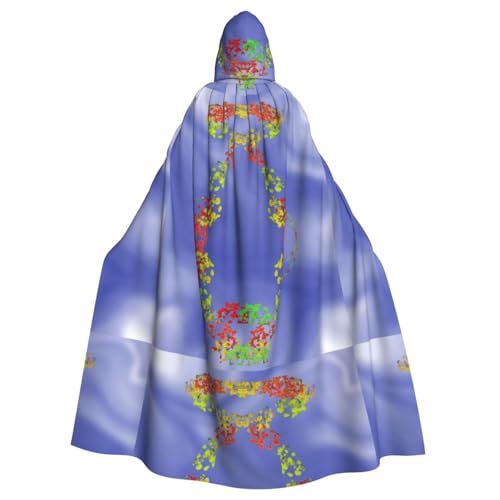 YYHWHJDE Halloween-Umhang mit Blumenmotiv, mit Kapuze, ohne Reißverschluss, bequem für Kostümpartys von YYHWHJDE