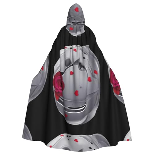 YYHWHJDE Halloween-Umhang mit Erdrosenmuster, für Erwachsene, mit Kapuze, für Rollenspiele, Bühnenkostüme, Partys, pflegeleicht von YYHWHJDE