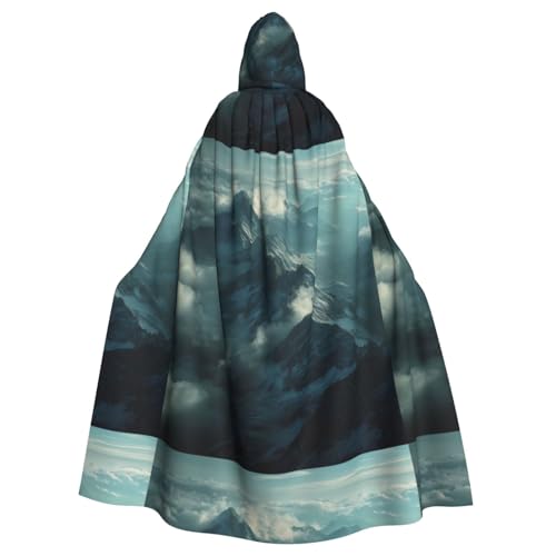 YYHWHJDE Halloween-Umhang mit Kapuze für Erwachsene, Motiv: Berge in den Wolken, super großer Kapuzenumhang ohne Reißverschluss von YYHWHJDE
