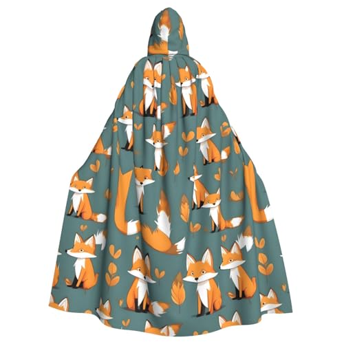YYHWHJDE Halloween-Umhang mit Kapuze und Fuchsmuster, kein Reißverschluss, bequem für Kostümpartys von YYHWHJDE