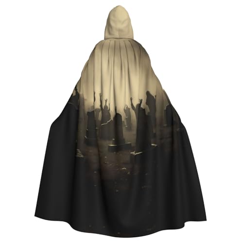 YYHWHJDE Hand Behind the Tombstone Picture Halloween Adult Hooded Cloak for Role-Playing, Costumes, and Theme Parties von YYHWHJDE