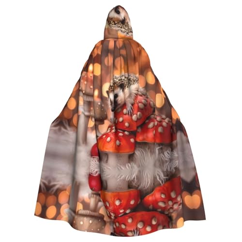 YYHWHJDE Igel auf Pilzbild, Halloween-Umhang mit Kapuze für Erwachsene, für Rollenspiele, Kostüme und Themenpartys YYHWHJDE Igel auf Pilzbild, Halloween-Umhang mit Kapuze für Erwachsene, für Rollenspiele, Kostüme und Themenpartys von YYHWHJDE