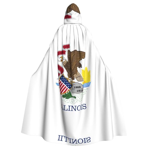 YYHWHJDE Illinois Kapuzenumhang mit Staatsflagge für Halloween, Erwachsene, für Partys und Kostümveranstaltungen von YYHWHJDE