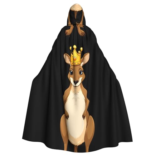 YYHWHJDE Känguru mit Kronenmuster, Halloween-Umhang mit Kapuze, für Erwachsene, für Rollenspiele, Bühnenkostüme, Partys, pflegeleicht von YYHWHJDE