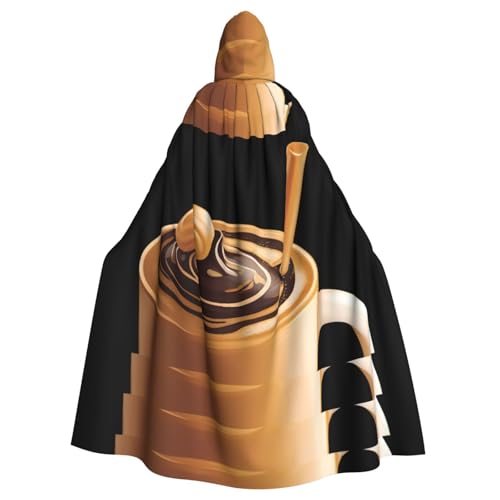 YYHWHJDE Kapuzenumhang für Erwachsene, Karamellkaffeemuster, Halloween, Kapuzenumhang, ohne Reißverschluss von YYHWHJDE