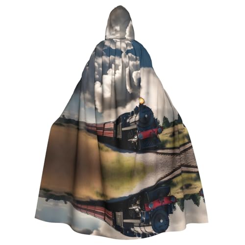 YYHWHJDE Kapuzenumhang mit Dampfzug und Wolkendruck, Halloween, Erwachsene, für Partys und Kostüme YYHWHJDE Kapuzenumhang mit Dampfzug und Wolkendruck, Halloween, Erwachsene, für Partys und Kostüme von YYHWHJDE