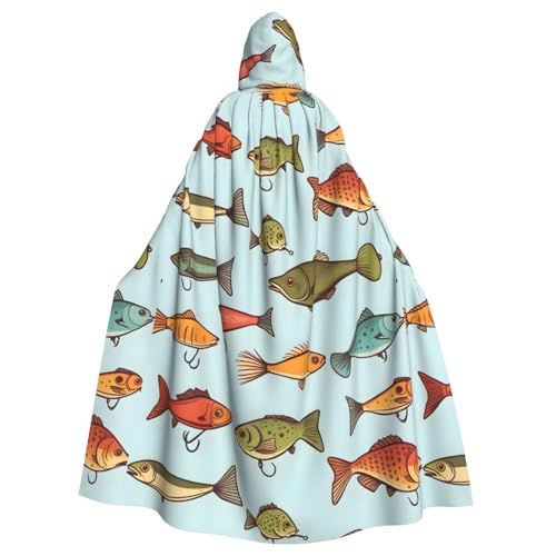 YYHWHJDE Kapuzenumhang mit Fischködermuster, Halloween, Erwachsene, ohne Reißverschluss, bequem für Kostümpartys von YYHWHJDE