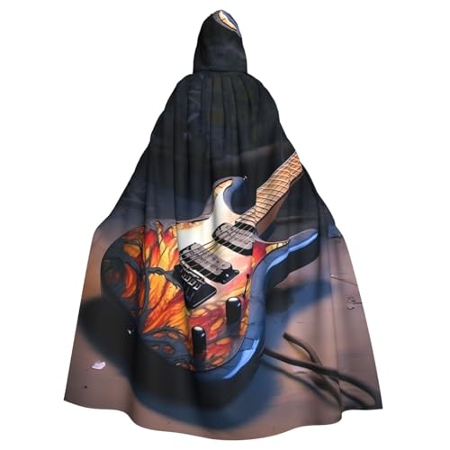 YYHWHJDE Kapuzenumhang mit Gitarren-Druck, Halloween, Erwachsene, für Partys und Kostüme von YYHWHJDE