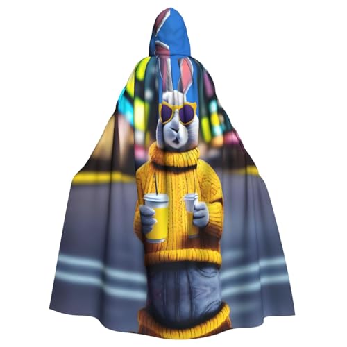 YYHWHJDE Kapuzenumhang mit Häschen und Getränken für Halloween, Erwachsene, für Partys und Kostüme von YYHWHJDE