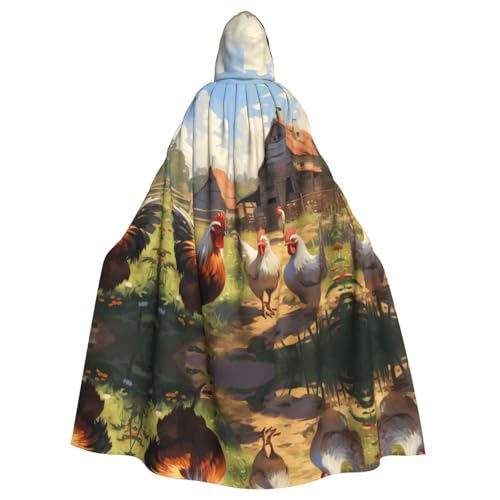 YYHWHJDE Kapuzenumhang mit Hühnern und Bauernhof, für Halloween, Erwachsene, für Partys und Kostüme von YYHWHJDE