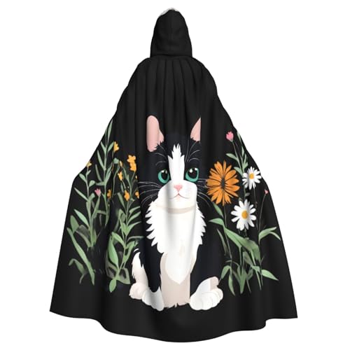 YYHWHJDE Kapuzenumhang mit Kätzchen und Wildblumen, für Halloween und Erwachsene, für Partys und Kostüme YYHWHJDE Kapuzenumhang mit Kätzchen und Wildblumen, für Halloween und Erwachsene, für Partys und Kostüme von YYHWHJDE