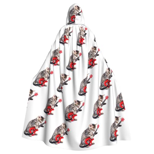YYHWHJDE Kapuzenumhang mit Katze, spielt Gitarre, Halloween, Erwachsene, für Partys und Kostüme YYHWHJDE Kapuzenumhang mit Katze, spielt Gitarre, Halloween, Erwachsene, für Partys und Kostüme von YYHWHJDE