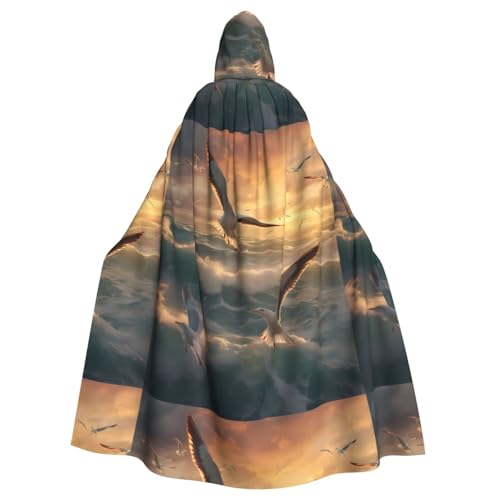 YYHWHJDE Kapuzenumhang mit Möwenmuster für Erwachsene, Motiv: Möwe, für Halloween, Rollenspiele, Bühnenkostüme, Partys, pflegeleicht von YYHWHJDE