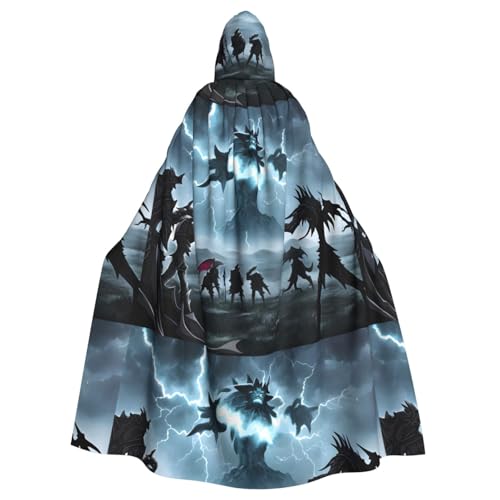 YYHWHJDE Kapuzenumhang mit Monsters in Blitzmuster, für Erwachsene, super großer Kapuzenumhang ohne Reißverschluss von YYHWHJDE