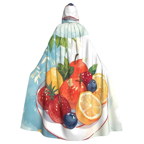 YYHWHJDE Kapuzenumhang mit Obsttellermuster, Halloween, Erwachsene, für Rollenspiele, Bühnenkostüme, Partys, pflegeleicht von YYHWHJDE