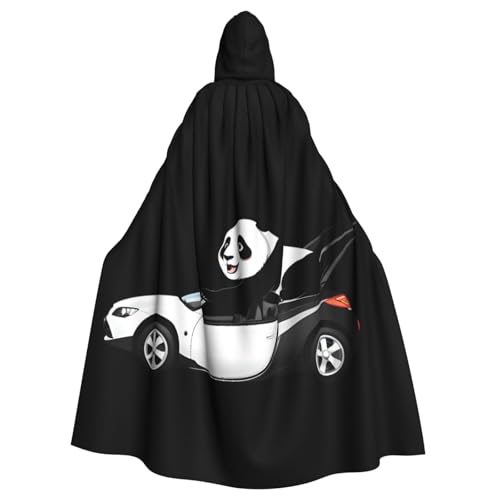 YYHWHJDE Kapuzenumhang mit Panda-Motiv auf dem drehenden Auto, für Halloween und Erwachsene von YYHWHJDE