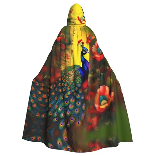 YYHWHJDE Kapuzenumhang mit Pfauenblumen-Druck, Halloween, Erwachsene, für Partys und Kostümveranstaltungen YYHWHJDE Kapuzenumhang mit Pfauenblumen-Druck, Halloween, Erwachsene, für Partys und Kostümveranstaltungen von YYHWHJDE