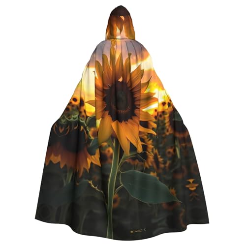 YYHWHJDE Kapuzenumhang mit Sonnenblumen-Aufdruck, Halloween, Erwachsene, für Partys und Kostüme von YYHWHJDE