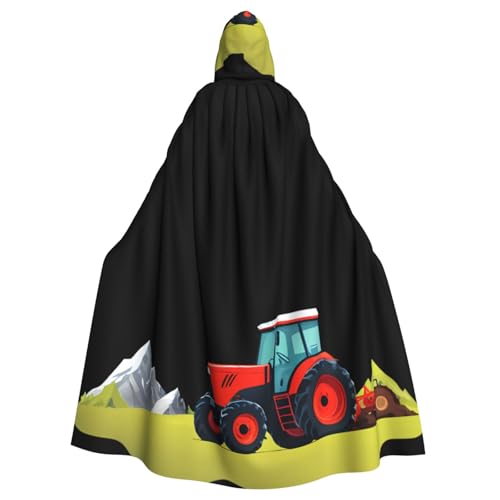 YYHWHJDE Kapuzenumhang mit Traktor unter den Bergen, für Halloween, Erwachsene, für Partys und Kostüme von YYHWHJDE