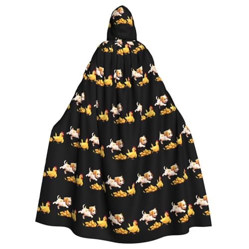 YYHWHJDE Kapuzenumhang mit Welpe jagt Huhn für Halloween Erwachsene für Partys und Kostümveranstaltungen YYHWHJDE Kapuzenumhang mit Welpe jagt Huhn für Halloween Erwachsene für Partys und Kostümveranstaltungen von YYHWHJDE