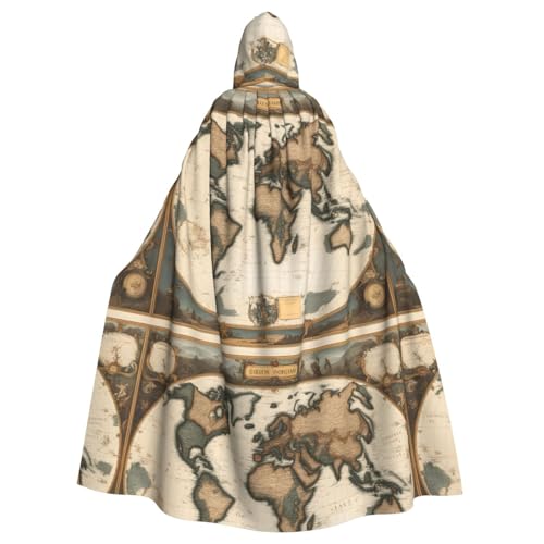 YYHWHJDE Kapuzenumhang mit Weltkarten-Aufdruck, Halloween, Erwachsene, für Partys und Kostüme von YYHWHJDE