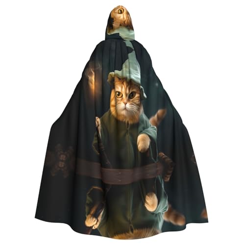 YYHWHJDE Kapuzenumhang mit Zaubererkatze für Halloween, Erwachsene, für Partys und Kostüme von YYHWHJDE