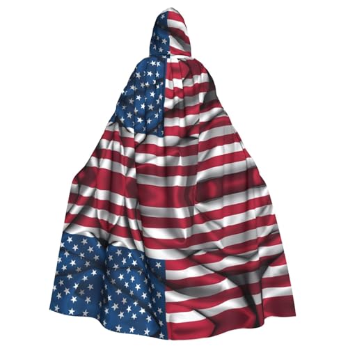 YYHWHJDE Kapuzenumhang mit amerikanischer Flagge, für Halloween und Erwachsene, für Partys und Kostümveranstaltungen von YYHWHJDE