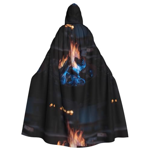 YYHWHJDE Kapuzenumhang mit blauer Flamme, Holzdruck, Halloween, Erwachsene, für Partys und Kostüme YYHWHJDE Kapuzenumhang mit blauer Flamme, Holzdruck, Halloween, Erwachsene, für Partys und Kostüme von YYHWHJDE