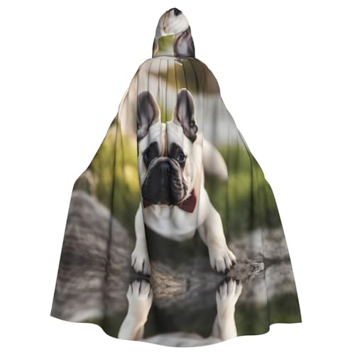 YYHWHJDE Kapuzenumhang mit französischer Bulldogge für Halloween und Erwachsene für Partys und Kostüme von YYHWHJDE