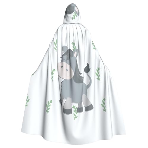 YYHWHJDE Kapuzenumhang mit lächelndem Esel-Muster, Halloween, Erwachsene, für Party, Kostüm, Cosplay, Bühne, Maskerade, Thema, Tanz, Comic Con von YYHWHJDE