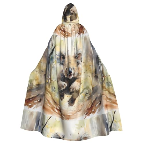 YYHWHJDE Kapuzenumhang mit laufendem Koala-Muster, Halloween, Erwachsene, für Rollenspiele, Bühnenkostüme, Partys, pflegeleicht von YYHWHJDE