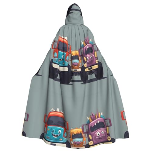 YYHWHJDE Kapuzenumhang mit niedlichem Monster-Trucks-Muster, Halloween, Erwachsenen-Kapuzenumhang, kein Reißverschluss, bequem für Kostümpartys von YYHWHJDE