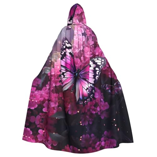 YYHWHJDE Kapuzenumhang mit rosa Blumen und violettem Schmetterling, für Halloween und Erwachsene, für Partys und Kostümveranstaltungen YYHWHJDE Kapuzenumhang mit rosa Blumen und violettem Schmetterling, für Halloween und Erwachsene, für Partys und Kostümveranstaltungen von YYHWHJDE
