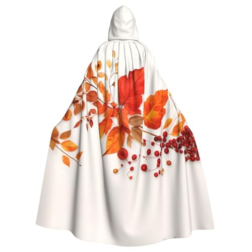 YYHWHJDE Kapuzenumhang mit rotem Blattbeerenmuster, Halloween, Erwachsene, für Party, Kostüm, Cosplay, Bühne, Maskerade, Thema, Tanz, Comic Con von YYHWHJDE