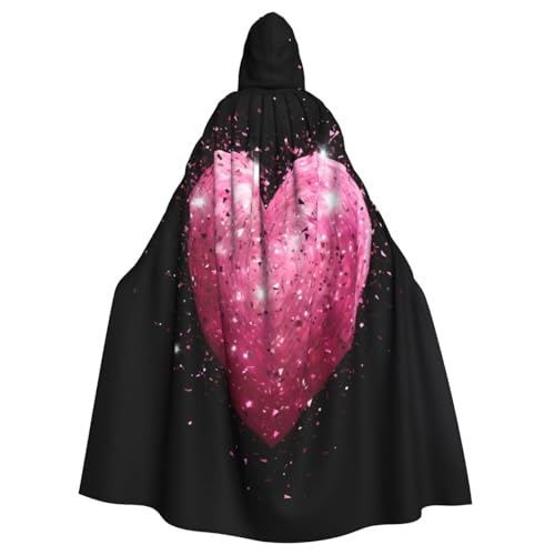 YYHWHJDE Kapuzenumhang mit rotem Herz, rosa Glitzer-Druck, Halloween, Erwachsene, für Partys und Kostüme YYHWHJDE Kapuzenumhang mit rotem Herz, rosa Glitzer-Druck, Halloween, Erwachsene, für Partys und Kostüme von YYHWHJDE