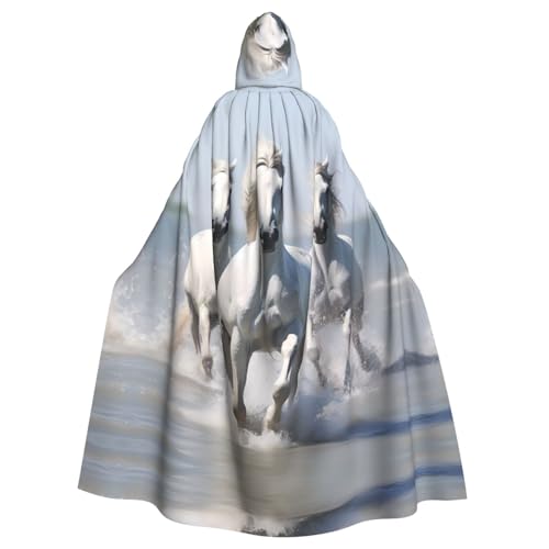 YYHWHJDE Kapuzenumhang mit weißem Pferde-Druck, Halloween, Erwachsene, für Partys und Kostüme YYHWHJDE Kapuzenumhang mit weißem Pferde-Druck, Halloween, Erwachsene, für Partys und Kostüme von YYHWHJDE