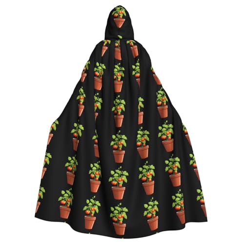 YYHWHJDE Kleine Tomaten im Blumentopf, Bild, Halloween, Erwachsenen-Kapuzenumhang, ohne Reißverschluss, bequem für Kostümpartys von YYHWHJDE
