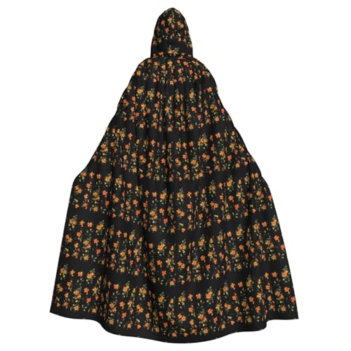 YYHWHJDE Kleine orangefarbene Blumen mit Blättern, Halloween-Umhang mit Kapuze, für Rollenspiele, Kostüme und Themenpartys YYHWHJDE Kleine orangefarbene Blumen mit Blättern, Halloween-Umhang mit Kapuze, für Rollenspiele, Kostüme und Themenpartys von YYHWHJDE