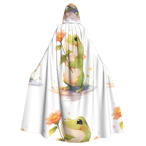 YYHWHJDE Kleiner Frosch mit Blumenmuster, Halloween-Umhang mit Kapuze, kein Reißverschluss, bequem für Kostümpartys von YYHWHJDE
