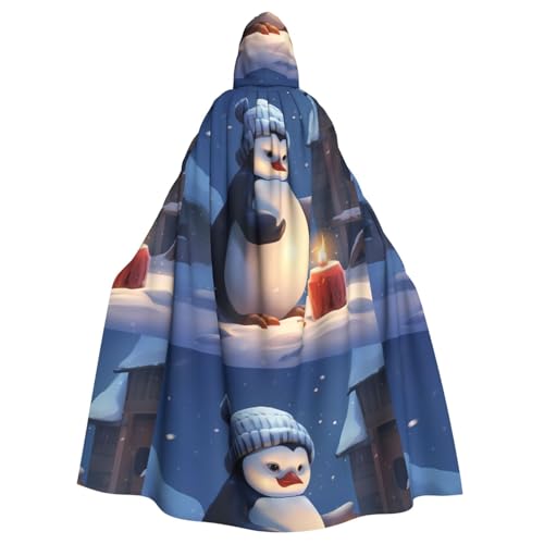 YYHWHJDE Kleiner Pinguin zum Erhitzen von Bild, Halloween, Erwachsenen-Kapuzenumhang, ohne Reißverschluss, bequem für Kostümpartys von YYHWHJDE