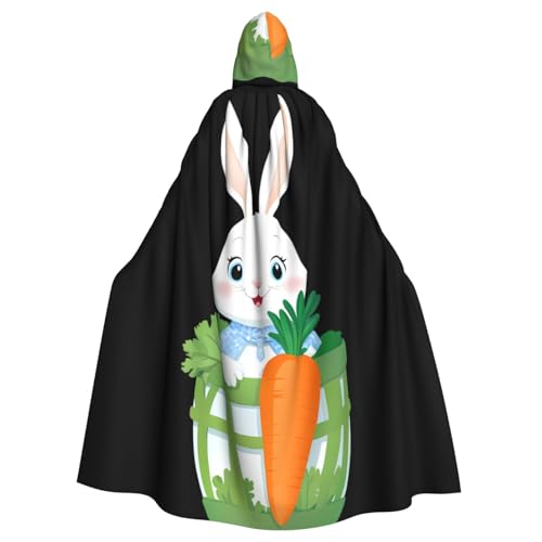 YYHWHJDE Kleines weißes Kaninchen im Karottenkorb, bedruckt für Halloween, Erwachsene, Kapuzenumhang für Partys und Kostüme YYHWHJDE Kleines weißes Kaninchen im Karottenkorb, bedruckt für Halloween, Erwachsene, Kapuzenumhang für Partys und Kostüme von YYHWHJDE