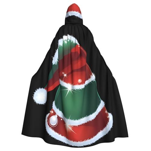 YYHWHJDE Kristall-Weihnachtsmützenmuster, Halloween-Umhang mit Kapuze, Umhang für Erwachsene, ohne Reißverschluss, bequem für Kostümpartys von YYHWHJDE