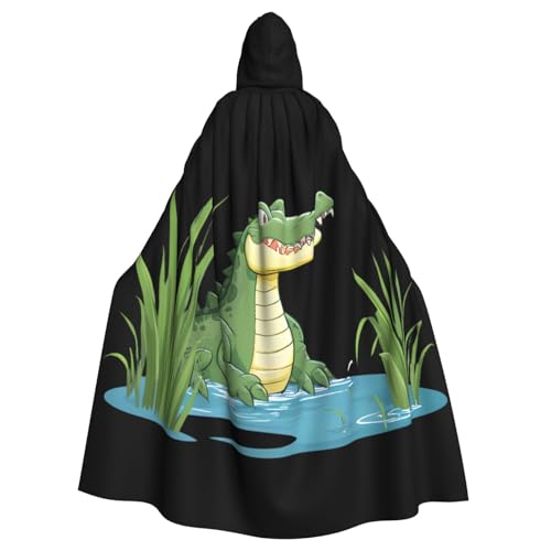 YYHWHJDE Krokodil lauert im Schilfrohrmuster, Halloween-Umhang mit Kapuze, für Erwachsene, ohne Reißverschluss, bequem für Kostümpartys von YYHWHJDE